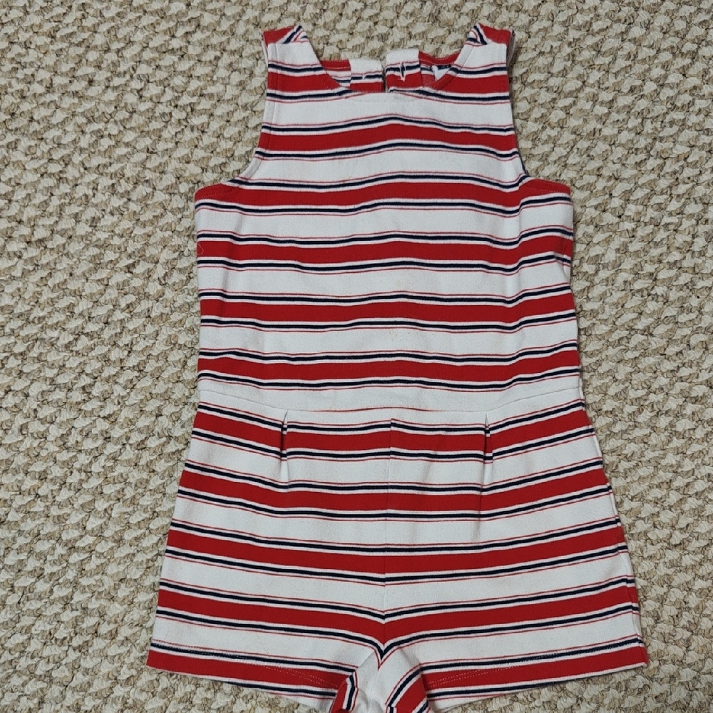 Janie and Jack Red and White Striped Kids Romper